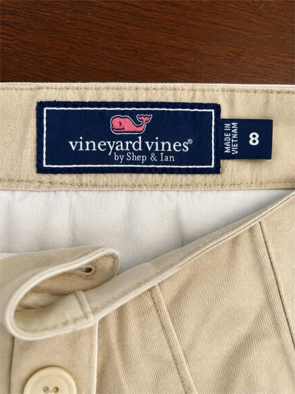 Vineyard Vines Boys Size 8 Khaki Chino Shorts Beige Classic Preppy Uniform